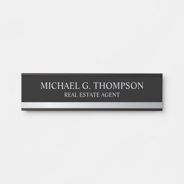 Professional Elegant Black and Silver Door Sign (Front)