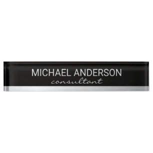 Professional Elegant Black and Silver Nameplate