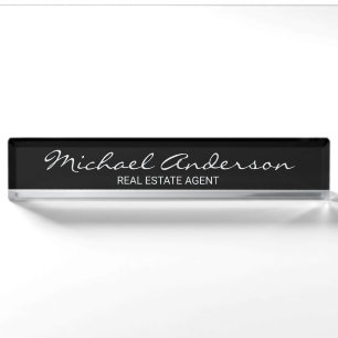 Professional Elegant Black and Silver Nameplate