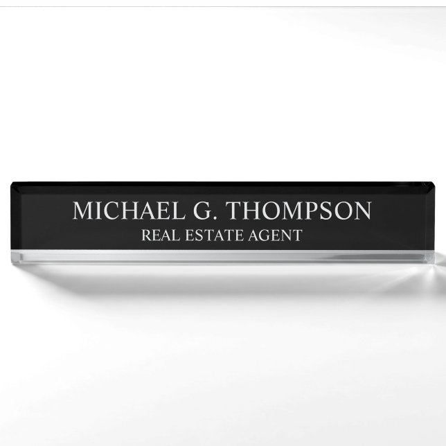 Professional Elegant Black and Silver Nameplate (Front)