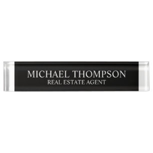 Professional Elegant Black and White Nameplate