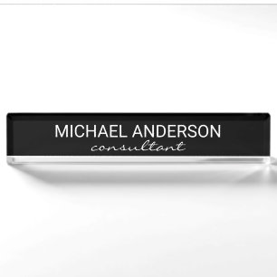 Professional Elegant Black and White Nameplate