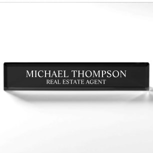 Professional Elegant Black and White Nameplate