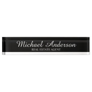 Professional Elegant Black and White Nameplate