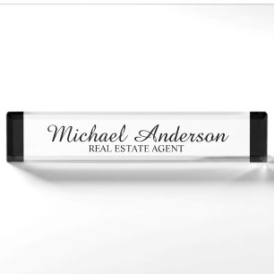 Professional Elegant Black and White Nameplate