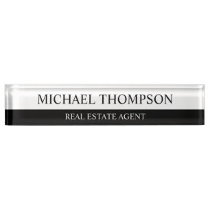 Professional Elegant Black and White Nameplate