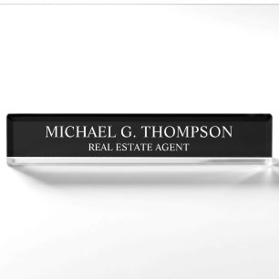 Professional Elegant Black and White Nameplate