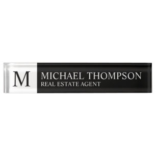 Professional Elegant Black and White Nameplate