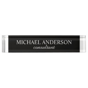 Professional Elegant Black and White Nameplate
