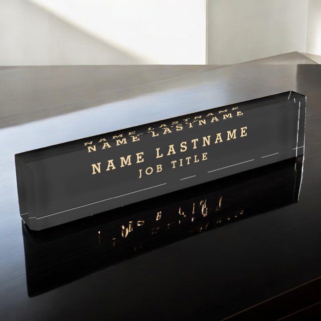 Professional Elegant Black Gold Desk Nameplate (Creator Uploaded)