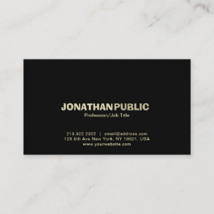 Professional Elegant Black Gold Simple Plain Business Card