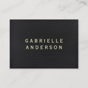 Professional Elegant Black Leather with Bold Text Business Card