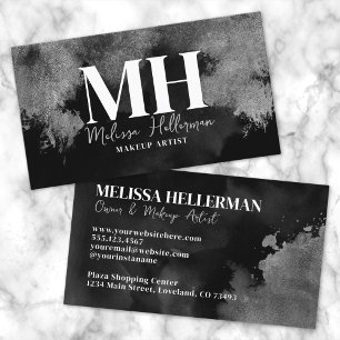 Professional Elegant Black Silver Monogram Business Card