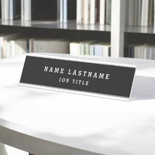 Professional Elegant Black White Desk Desk Name Plate