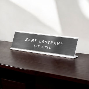 Professional Elegant Black White Desk Desk Name Plate