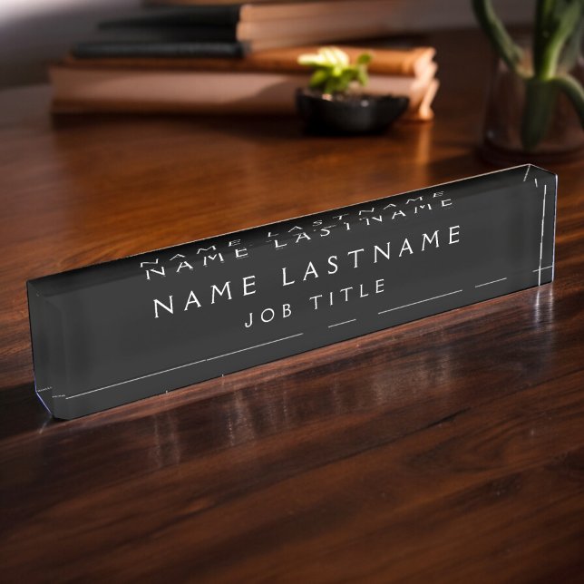 Professional Elegant Black White Desk Nameplate (Creator Uploaded)