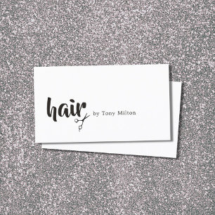 Professional Elegant Black White Hair Stylist Business Card