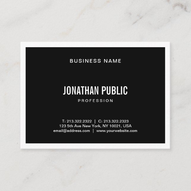 Professional Elegant Black White Modern Simple Business Card (Front)