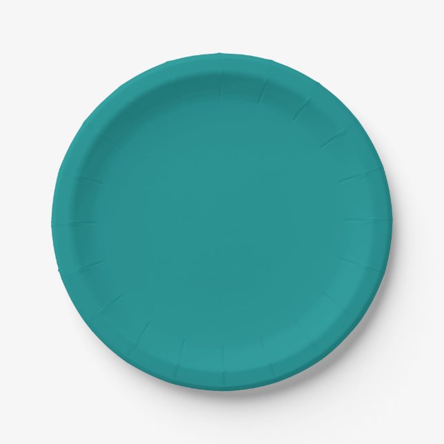Professional elegant blue green solid colour paper plate (Front)