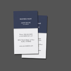 Professional Elegant Blue White Consultant Business Card
