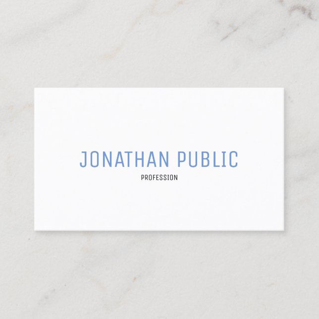 Professional Elegant Blue White Simple Template Business Card (Front)