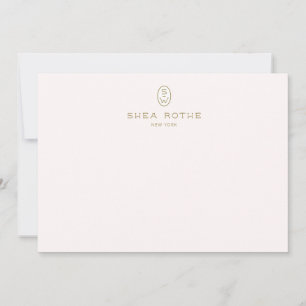 Professional Elegant Blush Pink Pattern Monogram Thank You Card
