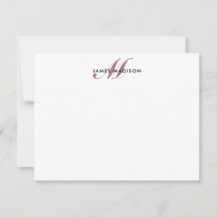 Professional Elegant Burgundy Red Script Monogram Card