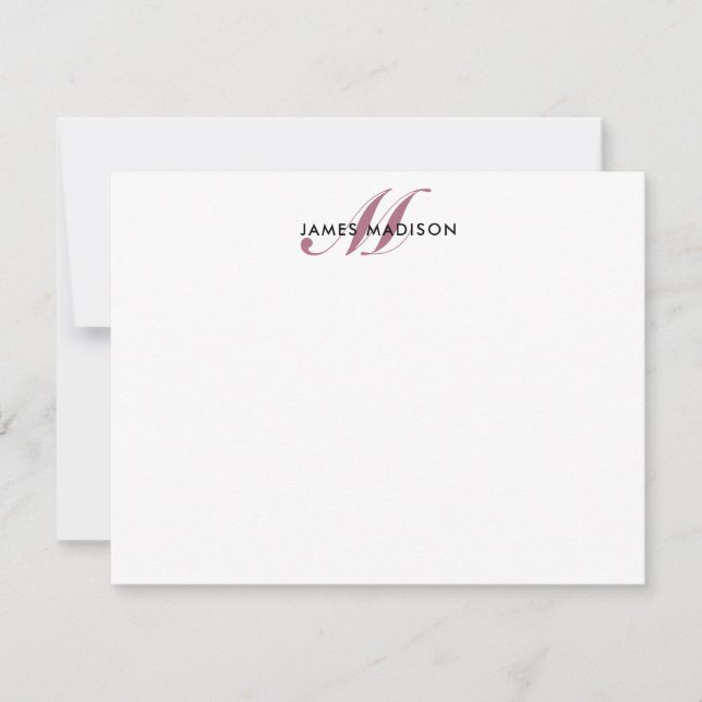 Professional Elegant Burgundy Red Script Monogram Card (Front)