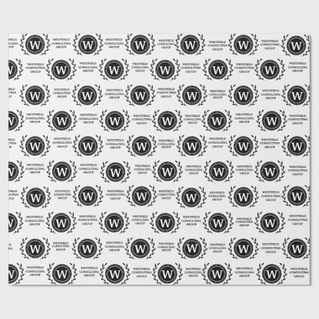 Professional Elegant Business Monogram Gift Wrap (Flat)
