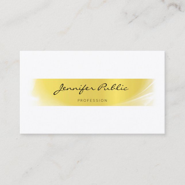Professional Elegant Calligraphed Trendy Gold Luxe Business Card (Front)