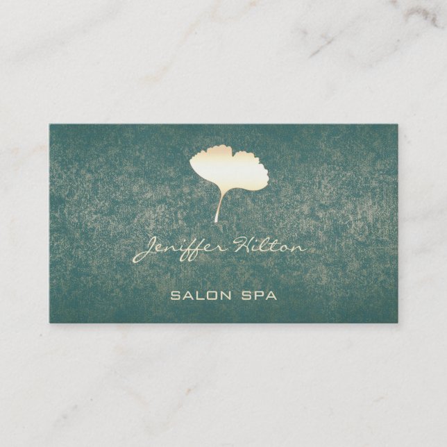 Professional elegant chic ginko leaf business card (Front)