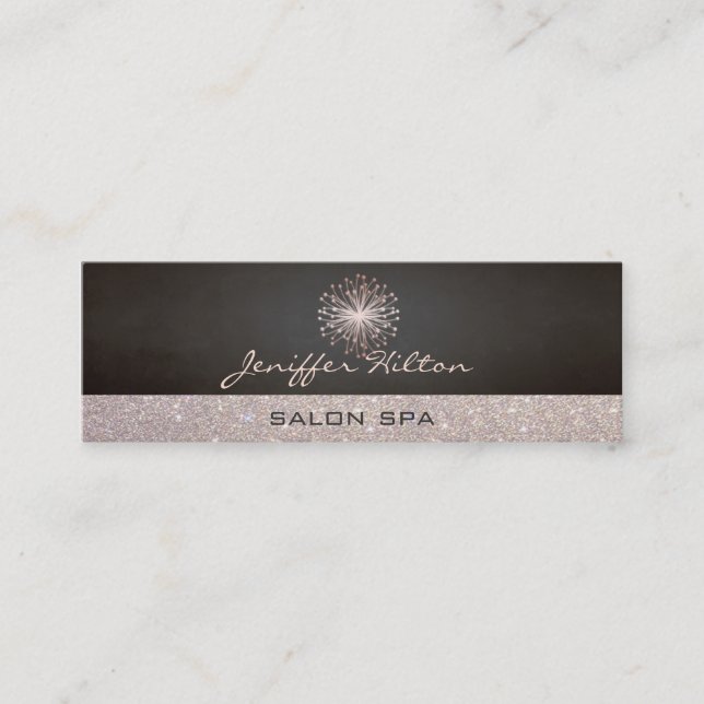 Professional elegant chic glittery dandelion mini business card (Front)