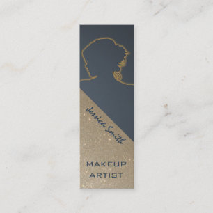 Professional elegant chic gold glittery silhouette mini business card