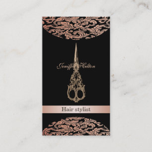 Professional elegant chic luxury damask scissors business card