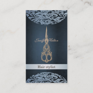 Professional elegant chic luxury damask scissors business card