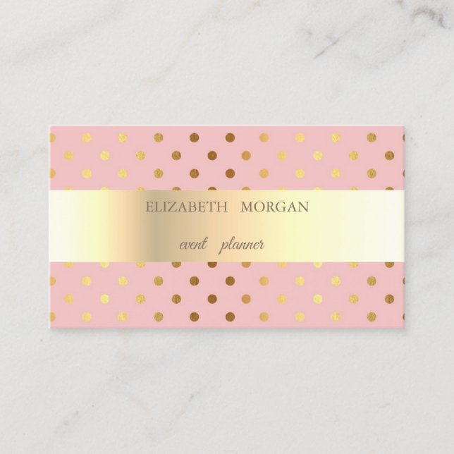 Professional Elegant Chic  Polka Dots,Stripes Business Card (Front)