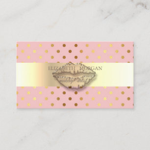 Professional Elegant Chic Polka Dots,Stripes Business Card