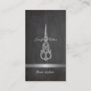 Professional elegant chic scissors chalkboard business card