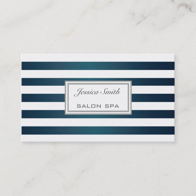 Professional elegant classy chic metal stripes business card (Front)