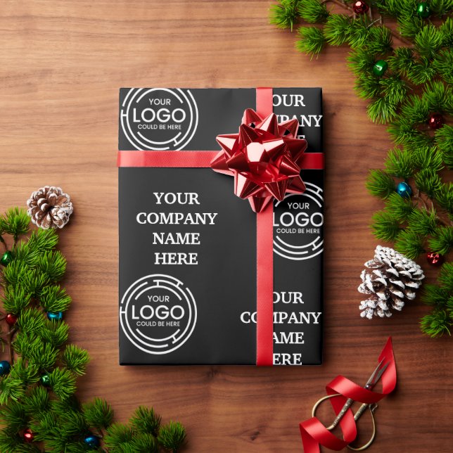 Professional Elegant Company Black Business Logo  Wrapping Paper (Holiday Gift)