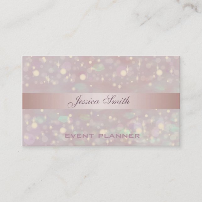Professional elegant contemporary glitter bokeh business card (Front)