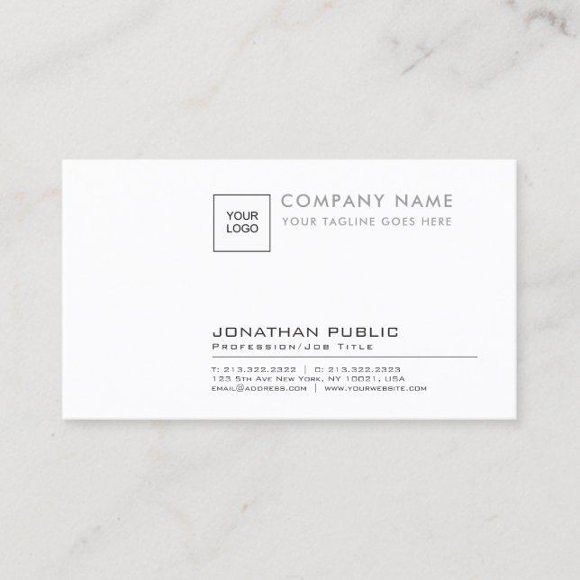 Professional Elegant Corporate Plain Logo Chic Business Card (Front)