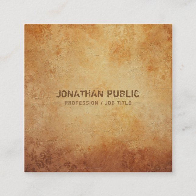 Professional Elegant Creative Antic Look Luxury Square Business Card (Front)