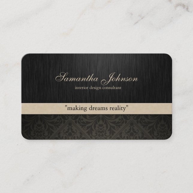 Professional Elegant Damask Business Cards (Front)
