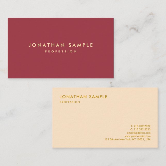 Professional Elegant Design Gold Colour Text Luxe Business Card (Front/Back)
