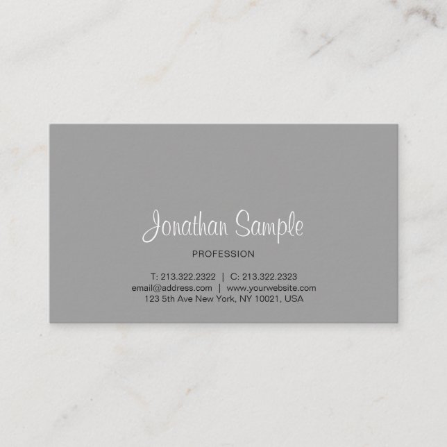 Professional Elegant Design Grey Modern Simple Business Card (Front)