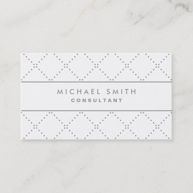 Professional Elegant Dot Pattern White Simple Business Card (Front)