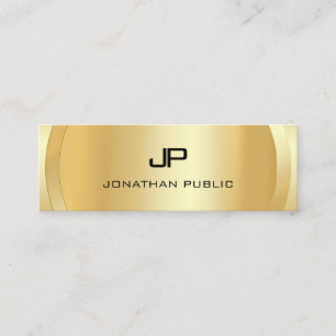 Professional Elegant Faux Gold Monogram Modern Mini Business Card