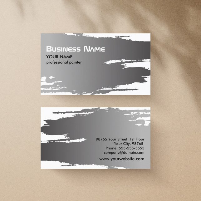 Professional Elegant Faux Silver Painter Business Card (Creator Uploaded)
