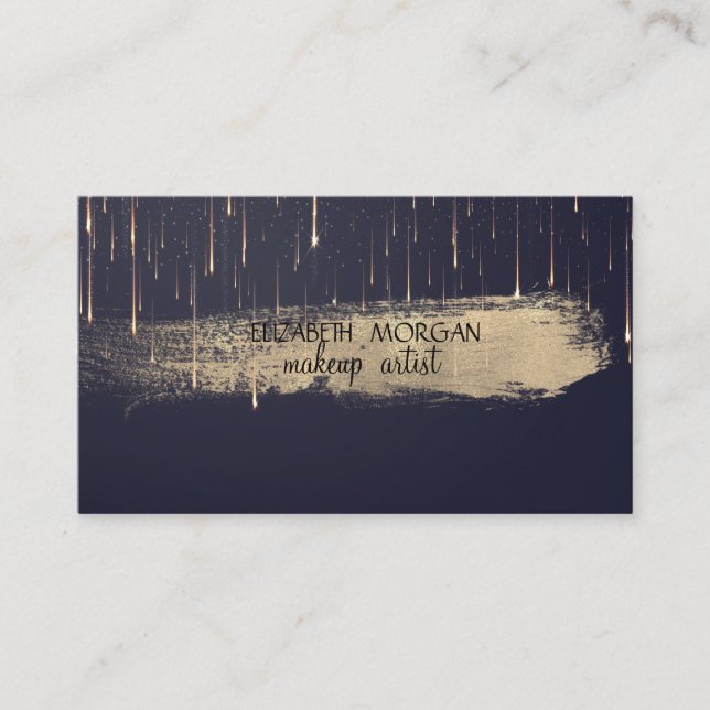 Professional Elegant Gold Foil Brush Stroke Drips  Business Card (Front)